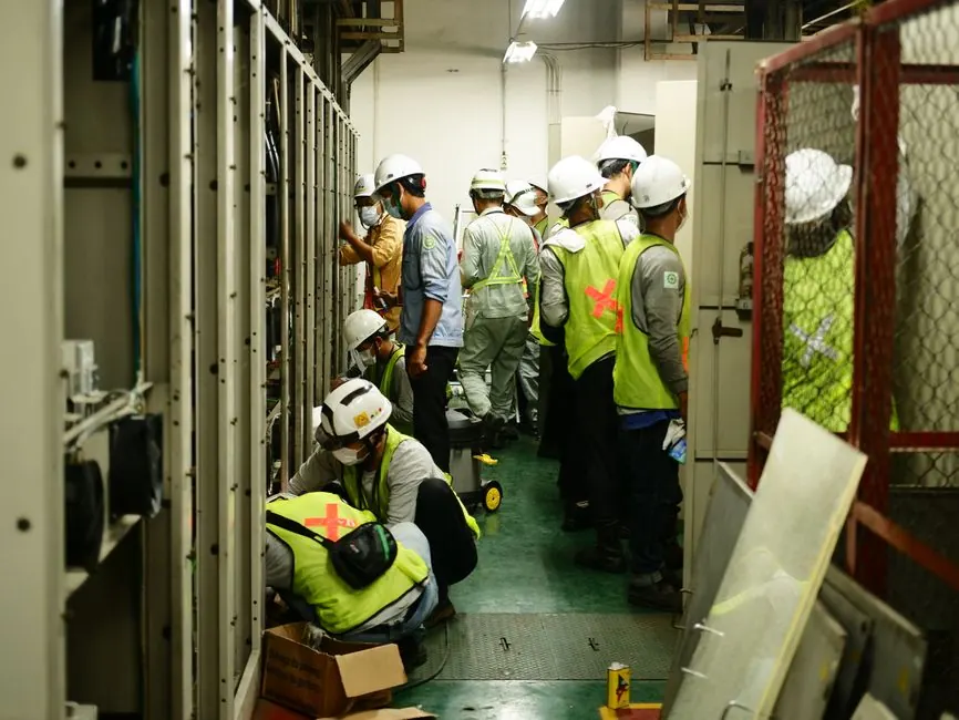 Technician using tools during a service visit